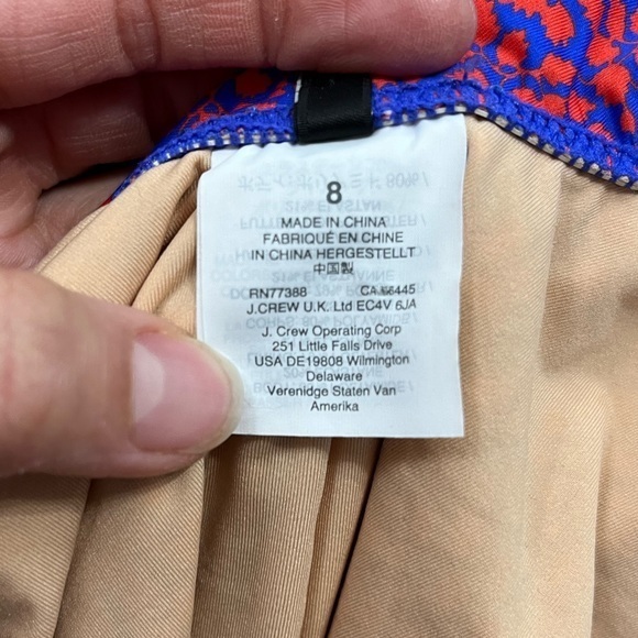 J.Crew one piece ruffle low back blue with small red leaf pattern size 8 - Picture 11 of 12